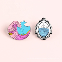 Small magic mirror style cartoon custom imitation enamel badge factory direct metal lapel pin